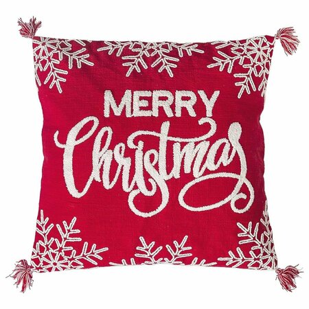 PUESTA EN ESCENA 20 x 20 in. Snowflake Christmas Poly Filled Embroidered Pillow PU3676348